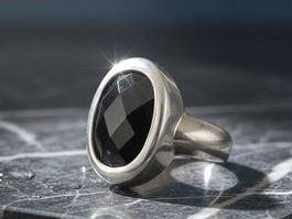 Silberring925 mit Onyx-Zirkonia, tiefschwarz & makellos- Neu