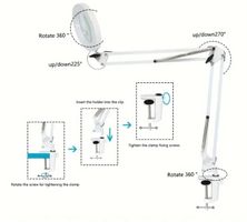 LUPE mit LED Beleuchtung und Tisch Befestigung Weiss