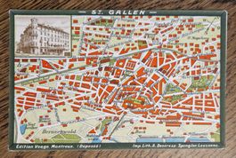 Litho Stadtplan St. Gallen, Sehenswürdigkeiten