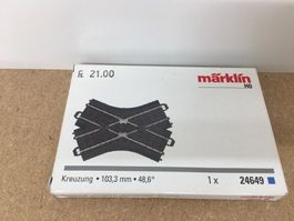 Märklin H0 C-Gleis Kreuzung 24649 Länge 103 mm, 48,6 Grad