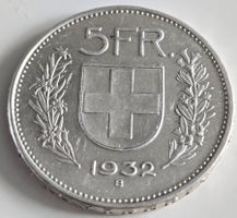 Schweiz 5 Franken 1932 Münze Sammlerstück Silber