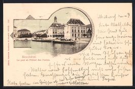 Neuchâtel, Le port et l'Hotel des Poste