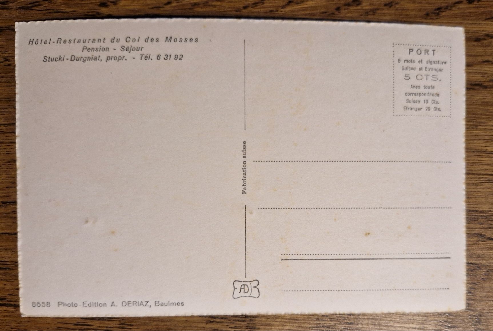 Ansichtskarten: Hotel du Col des Mosses, Oldtimer – Gebraucht aus Ebikon von Donar50 1