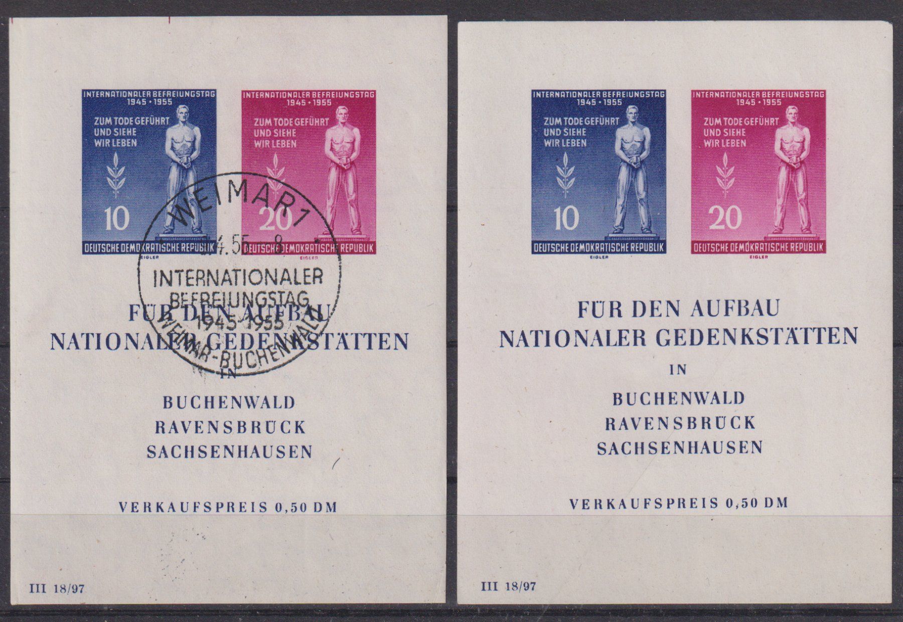 Tutti i francobolli: DDR 1955: Block 11 gestempelt + ** – Usato da Eschlikon TG venduto da PhilCon