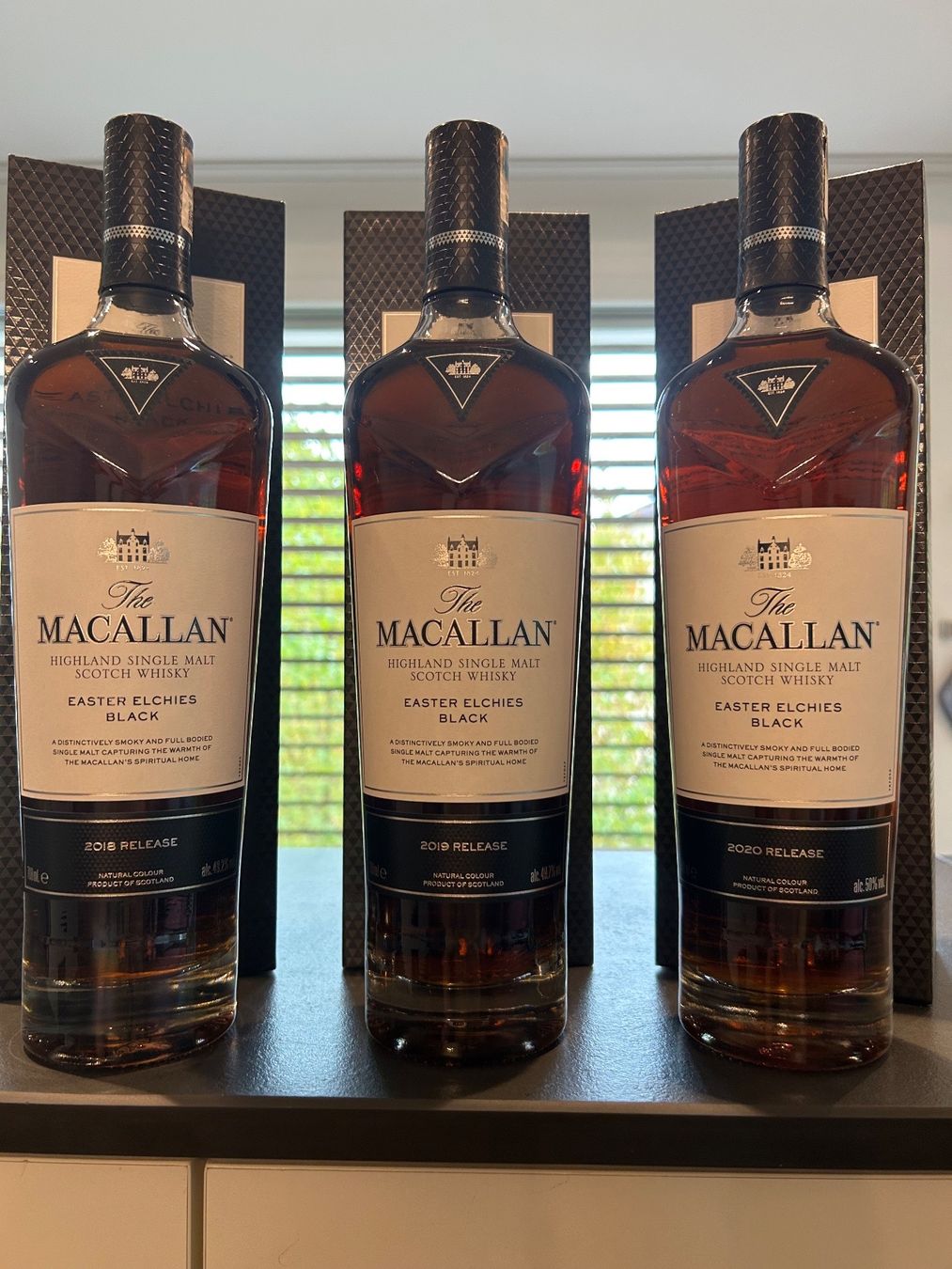 Macallan Bevande alcoliche: Macallan Easter Elchies Black, Serie 2018, 2019, 2020 – Nuovo e nell'imballaggio originale da Thalwil venduto da rvi_gz79