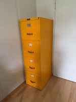 Vintage Aktenschrank, Metall, gelb