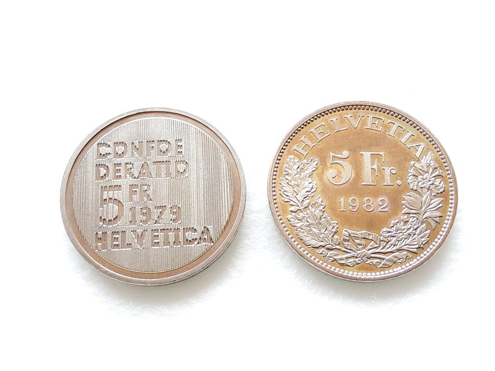 Lot de 6 pièces comm. de 5.- frs (Gebraucht) in Malleray für CHF 10 ...
