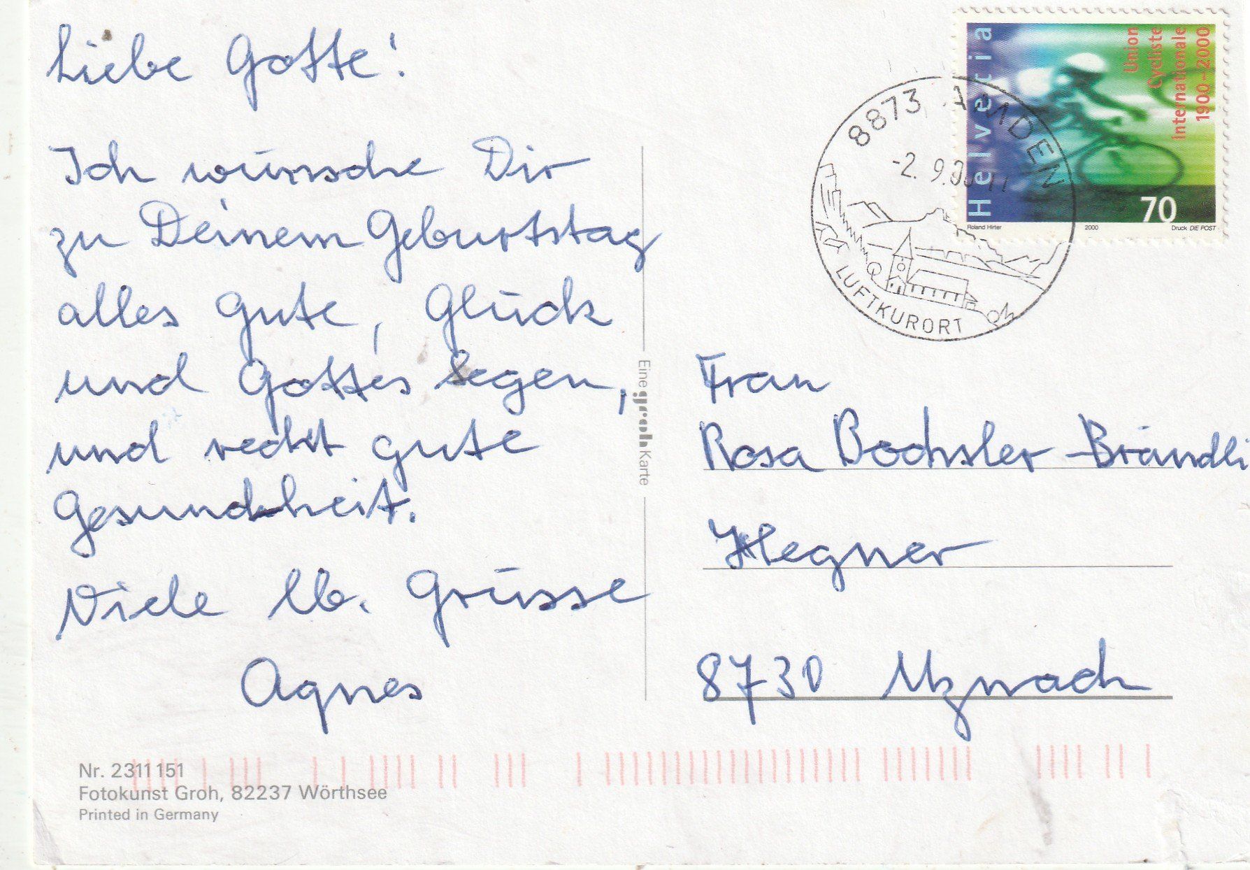 Ansichtskarten: Blumen Grusskarte – Gebraucht aus Lumbrein von made02 1