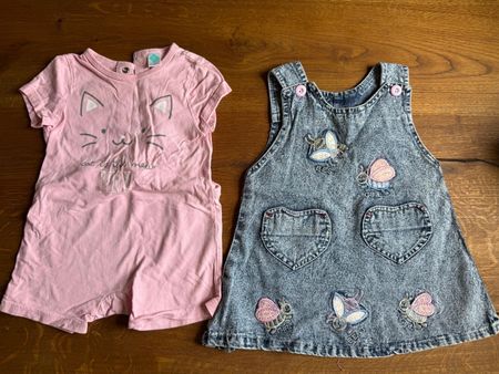 Rosa Romper & Jeanskleid – Grösse 74