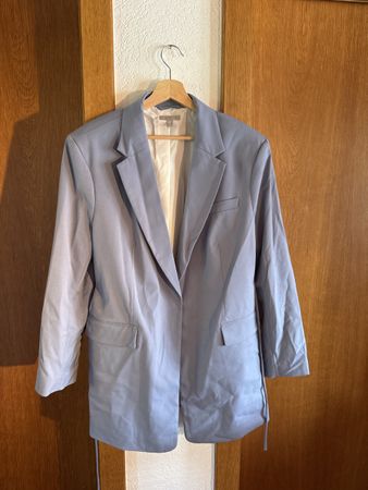 Longblazer hellblau mit Bindegurt
