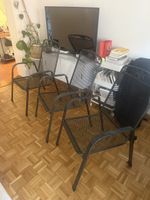 Gartenstühle Metall 3er Set dunkelgrau guter Zustand