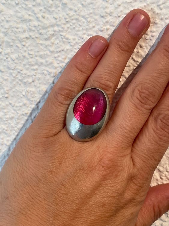 Bague Ancienne Décorative En Métal Argenté - Bijou Vintage Occasion, Origine France