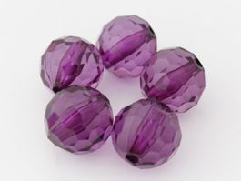 5 x facettierte Acryl Perlen rund lila 20mm, Bastelzubehör