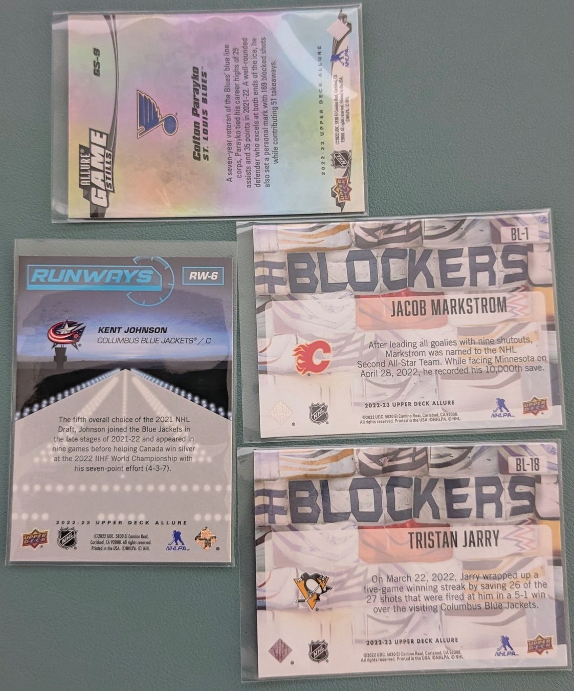 NHL Cartes à collectionner: 4x Upper Deck Allure Inserts – Runways / Blockers / Game Sti – Neuf (Voir description) à Zürich par Milk-and-Chicken 1