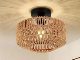 Boho Deckenlampe aus Bambus – Vintage Korbleuchte