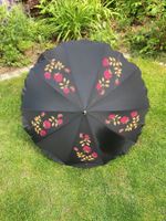 Schirm mit Rosenmuster, Vintage Pink/Schwarz, Top!