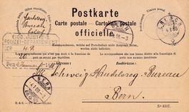 1888: Offiz. Eidgenössische Dienstpostkarte Bern, gelaufen.