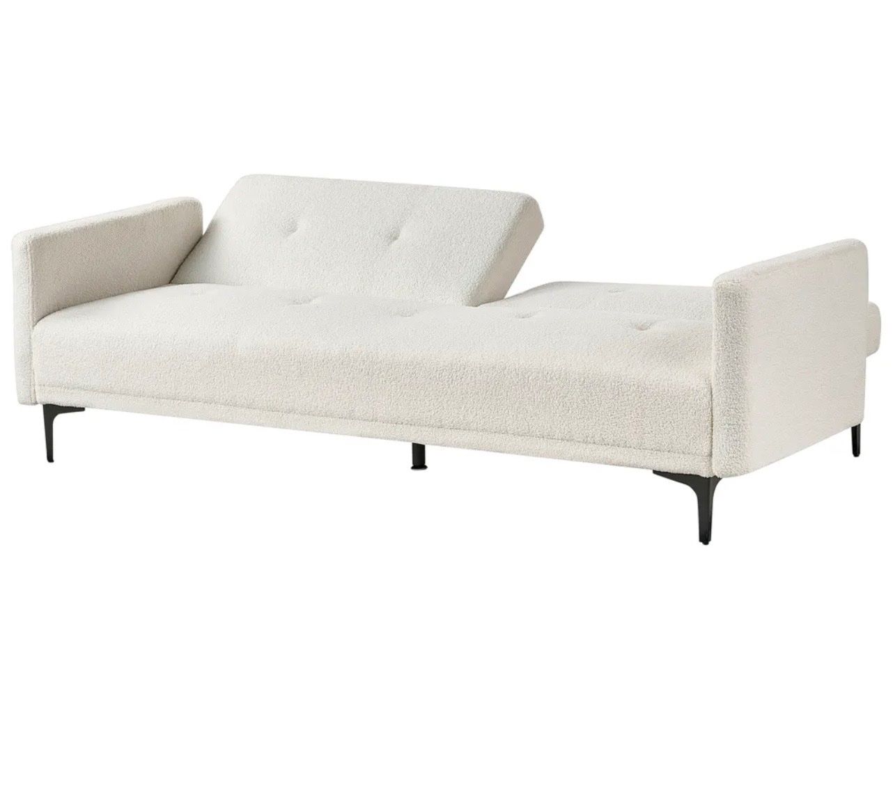 Divani: Schlafsofa 3-Sitzer Bouclé Cremeweiss – Usato da Schwarzenegg venduto da Janaya.8j 2
