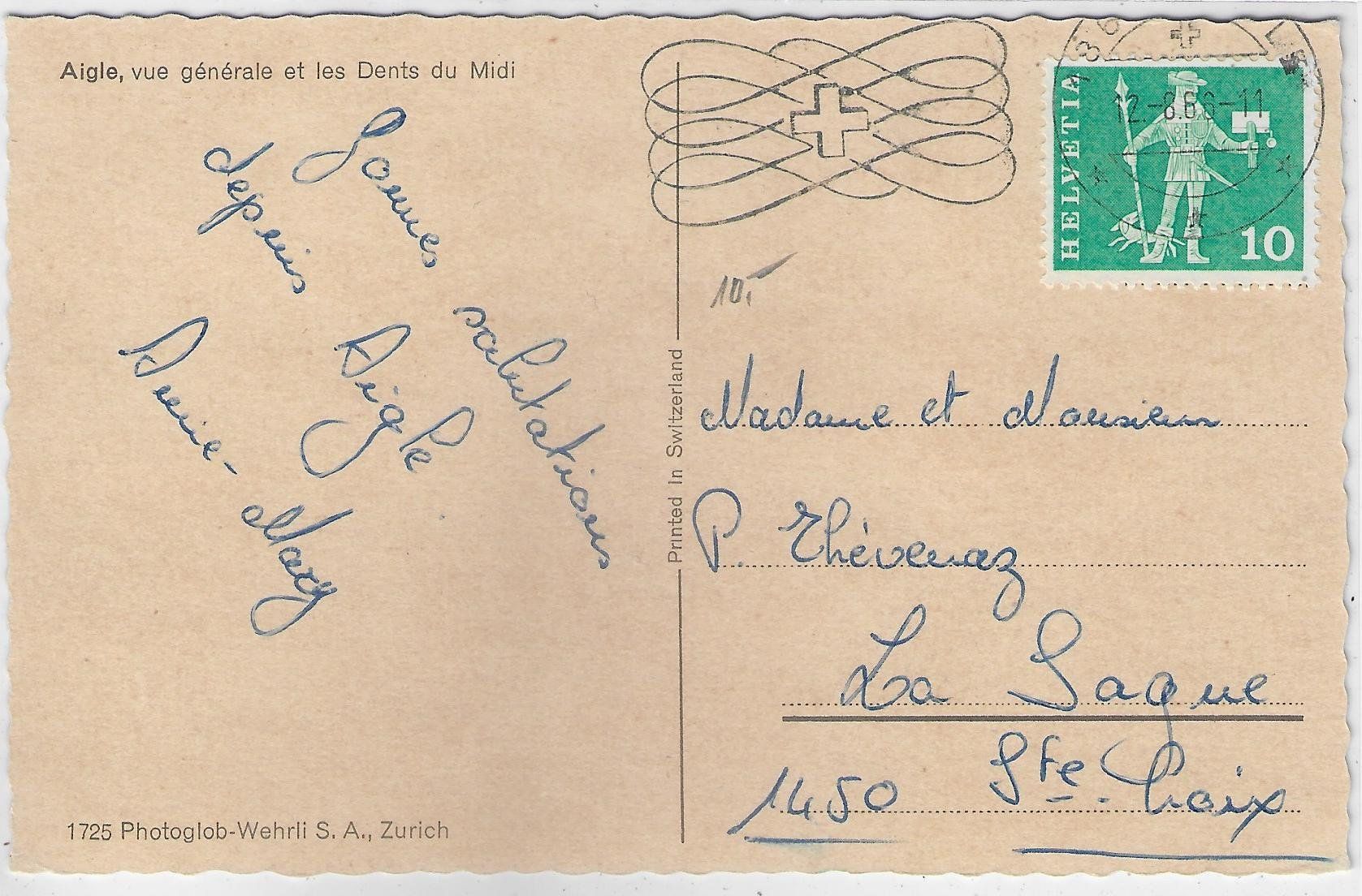 Cartoline postali: Aigle - Vue generale et les Dents du Midi – Usato da Ettingen venduto da Kartenplanet 1