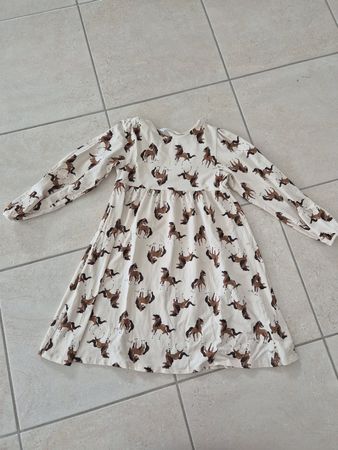 H&M Kleid Pferde Motiv beige Grösse 134 
