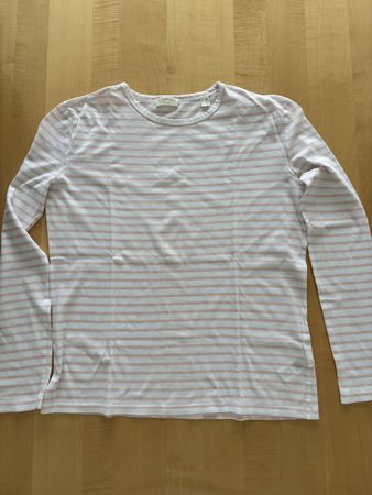 T-Shirt langarm Gr. 36/38 rosa-weiss 