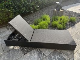 Sonnenliege Rattan mit Polster (2 Stück!) verstellbar