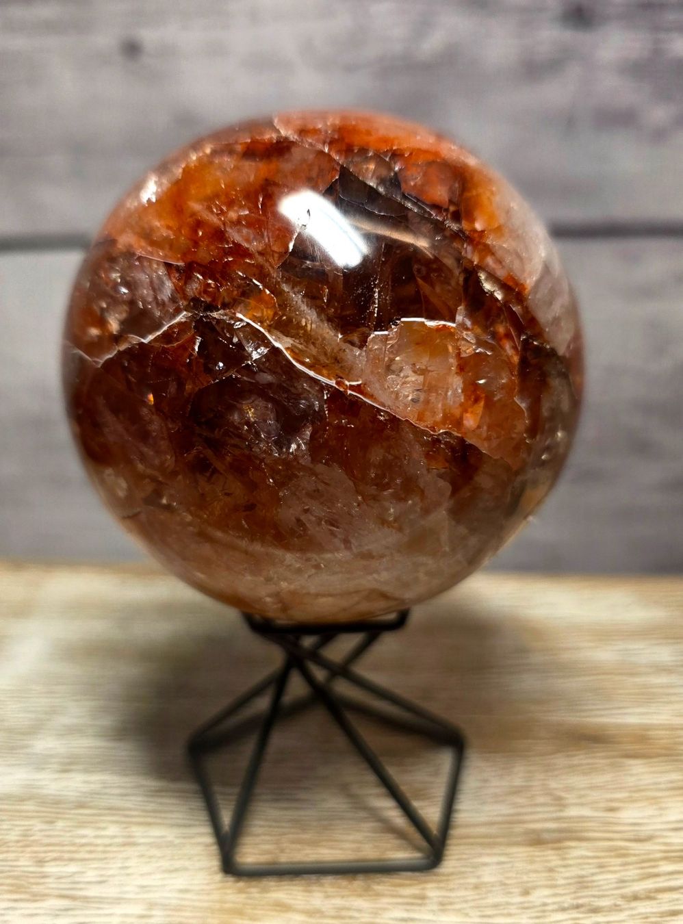 Mineralien & Heilsteine: Feuerquarz Kugel 83mm 738g – Neu und originalverpackt aus Matzingen von Shay_Crystalz
