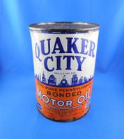 Quaker City Motor Oil Can Vintage Retro