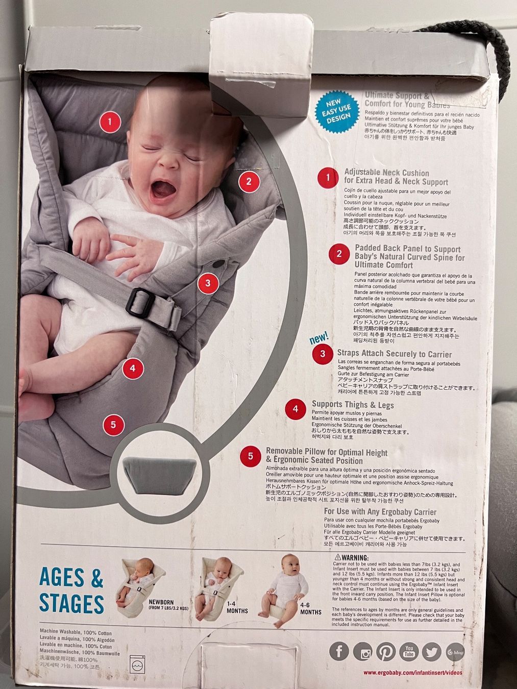 Ergo Baby Marsupi portabebè: Ergobaby Neugeborene-Einsatz Grau – Usato da Wil ZH venduto da CataleyaDewi 5