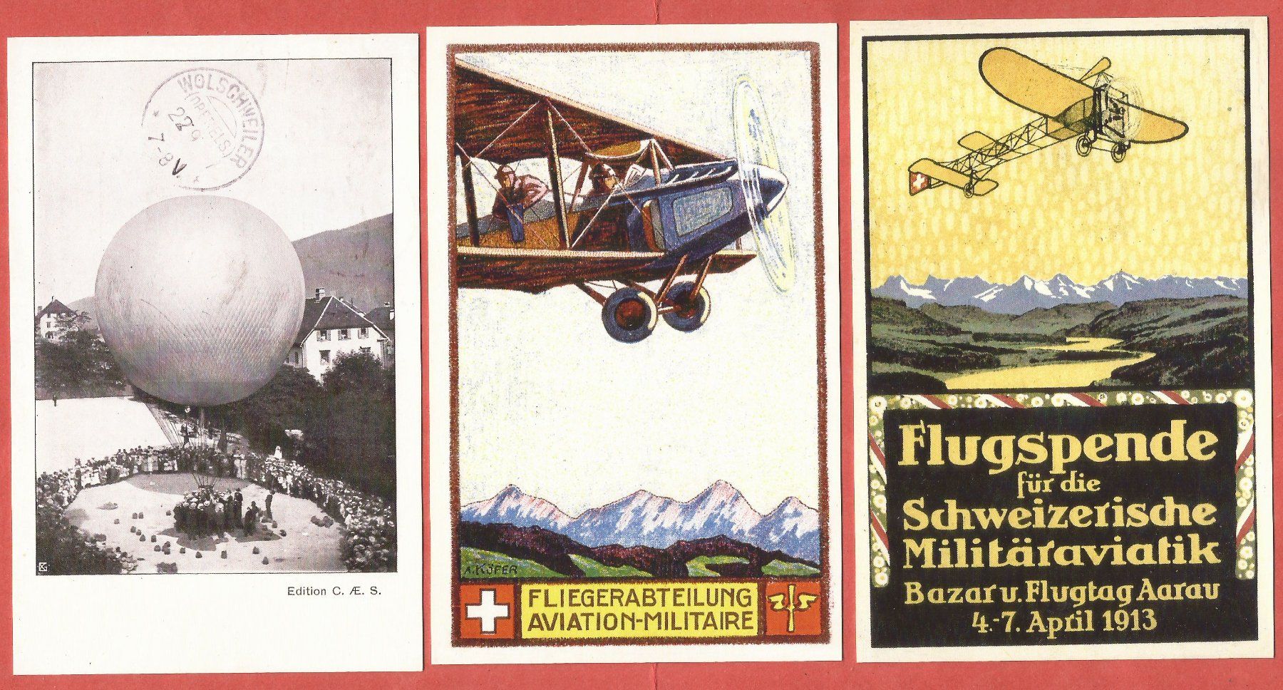 Cartoline postali: 3 Flugpostkarten - Kopien!! – Nuovo (secondo la descrizione) da Fislisbach venduto da Porano
