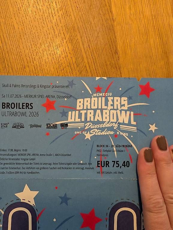 Biglietti: 2 Tickets Broilers Konzert Düsseldorf  – Usato da Oberwil BL venduto da lisagautschi 1