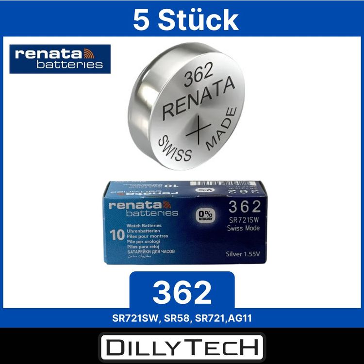 Caricatori & Batterie: Renata 362 Box, SR721SW Knopfzellenbatterie - 5 Stk. – Nuovo e nell'imballaggio originale da Erlenbach ZH venduto da dillytech.ch