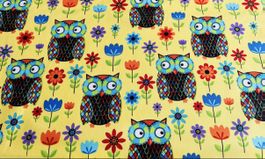 Patchworkstoff Eulen bunt