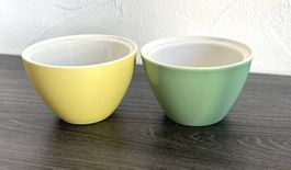 2 Rössler Zuckerdosen ohne Deckel, Grün & Gelb