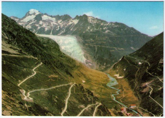 Ansichtskarten: Furkastrasse mit Rhonegletscher – Gebraucht aus Binningen von Mountainrider