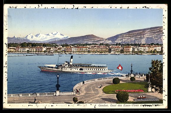 Cartoline postali: Genève, Quai des Eaux-Vives et Mont Bla – Usato da Berlin venduto da bartko-reher