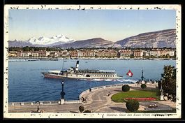 Genève, Quai des Eaux-Vives et Mont Bla