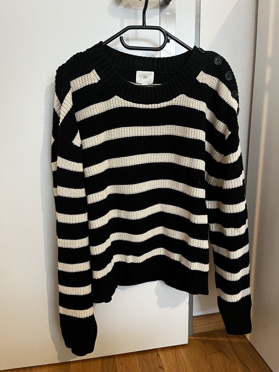 H&M Maglioni & Felpe: H&M Strickpullover, Schwarz/Weiss gestreift, Grösse M – Usato da Opfikon venduto da acoaee