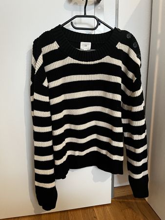 H&M Strickpullover, Schwarz/Weiss gestreift, Grösse M