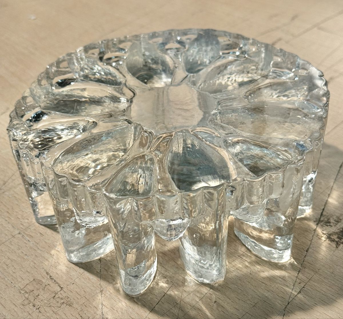 Portacandele: Vintage clear glass candle holder – Usato da Lausanne venduto da vas_mbk2 1