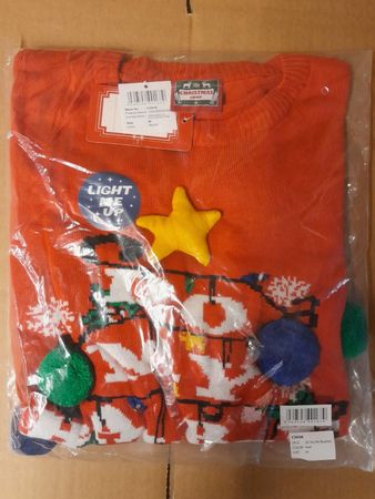 Weihnachtspullover 2XL in rot mit LED Licht, Neu und OVP!
