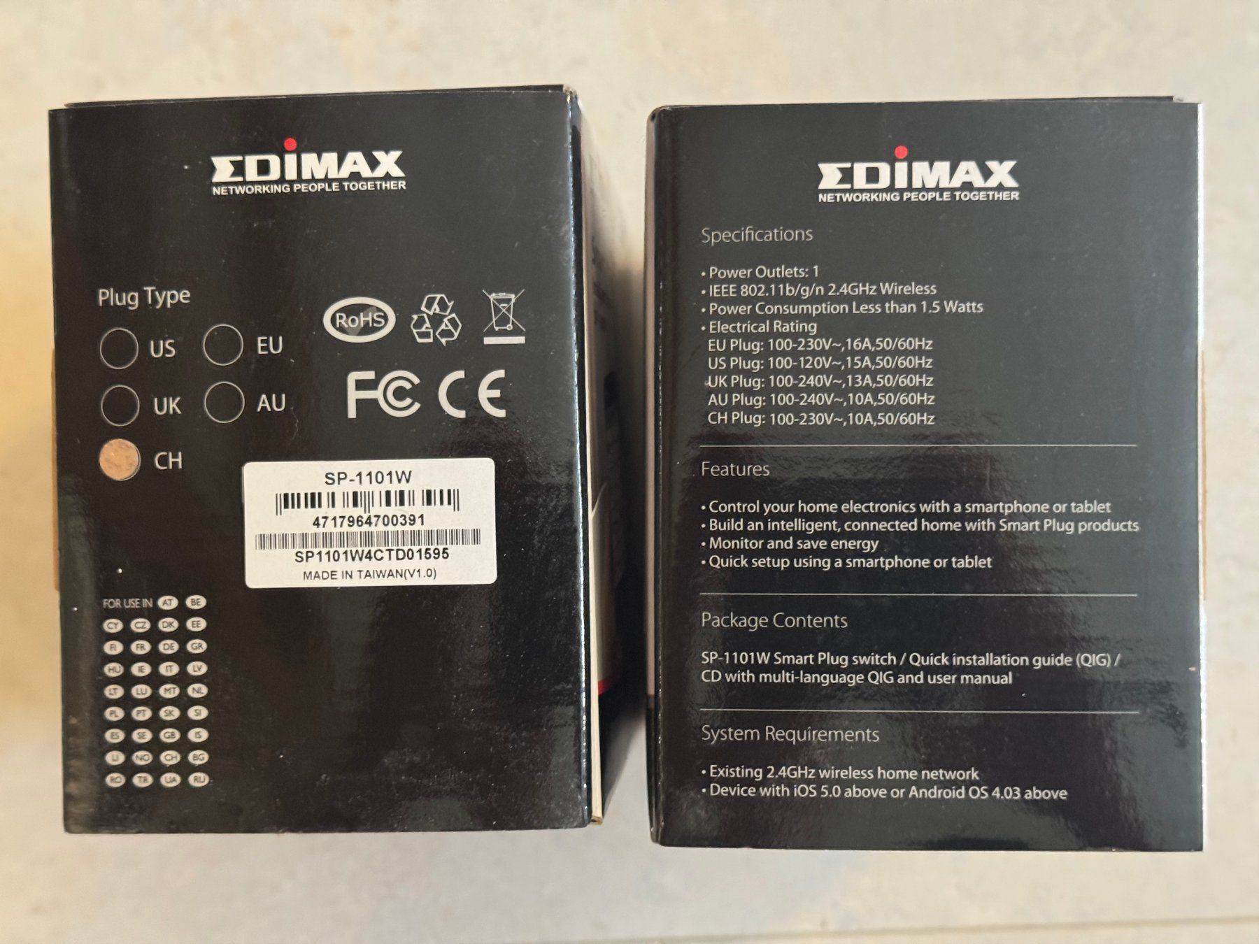 Edimax Spine: 2x Edimax Smart Plug Switch SP-1101W mit CH-Stecker neu – Nuovo e nell'imballaggio originale da Dättlikon venduto da Auktio8 1