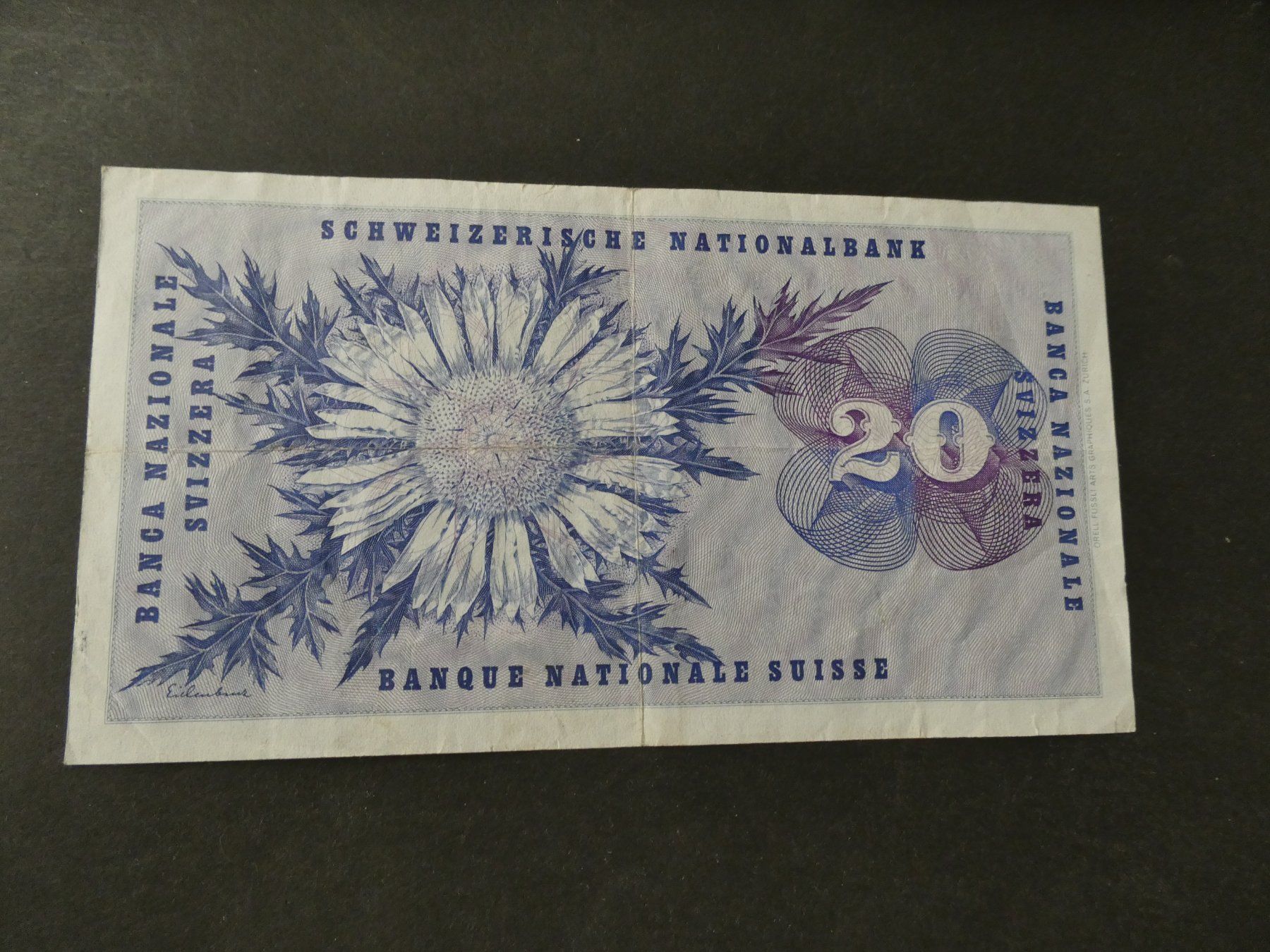 Banknoten: Schweiz 1973, 20 Franken – Gebraucht aus Hinterforst von Rohusri 1