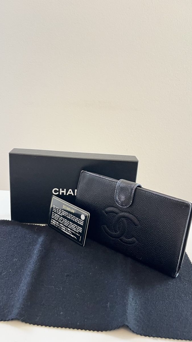 Chanel Portemonnaie: Authentic CHANEL Caviar Skin Leather CC Logo Long Wallet – Gebraucht aus Glattpark(Opfikon) von Sbitizi 1