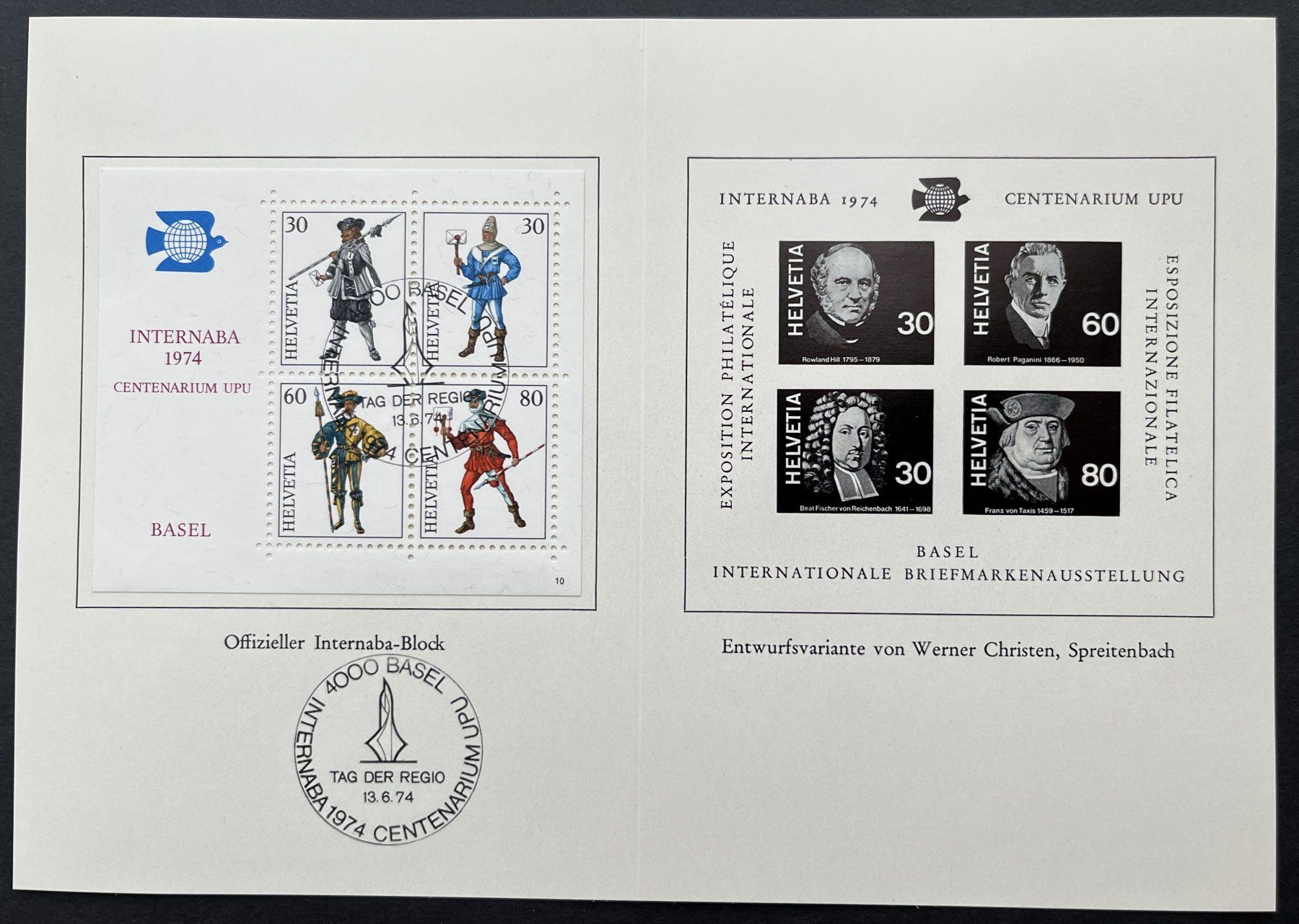 Alle Briefmarken: INTERNABA 1974 mit Entwurfsvariante – Neu (gemäss Beschreibung) aus Buttisholz von wbr_wdw8