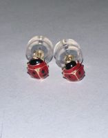 Boucles d'oreilles coccinelle émail or jaune 