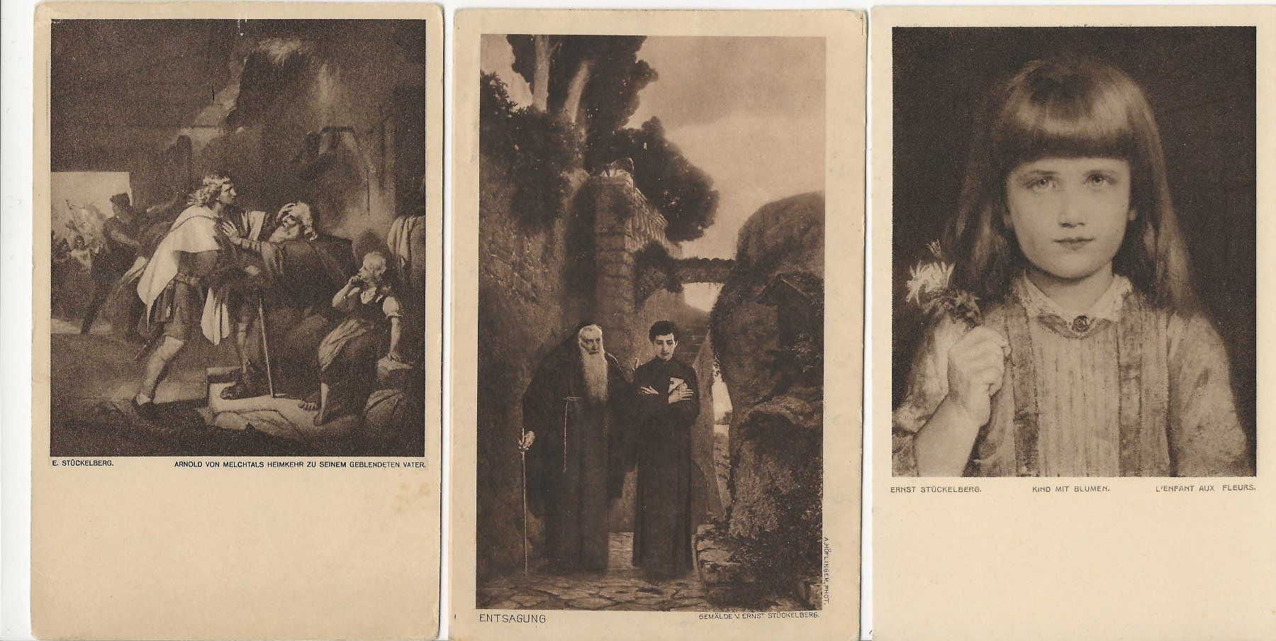 Cartoline postali: 3 x Ernst Stückelberg,Schweizer Maler – Usato da Frauenfeld venduto da Merk52