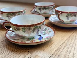 Set of 4 Vintage Style Porcelain Teacups