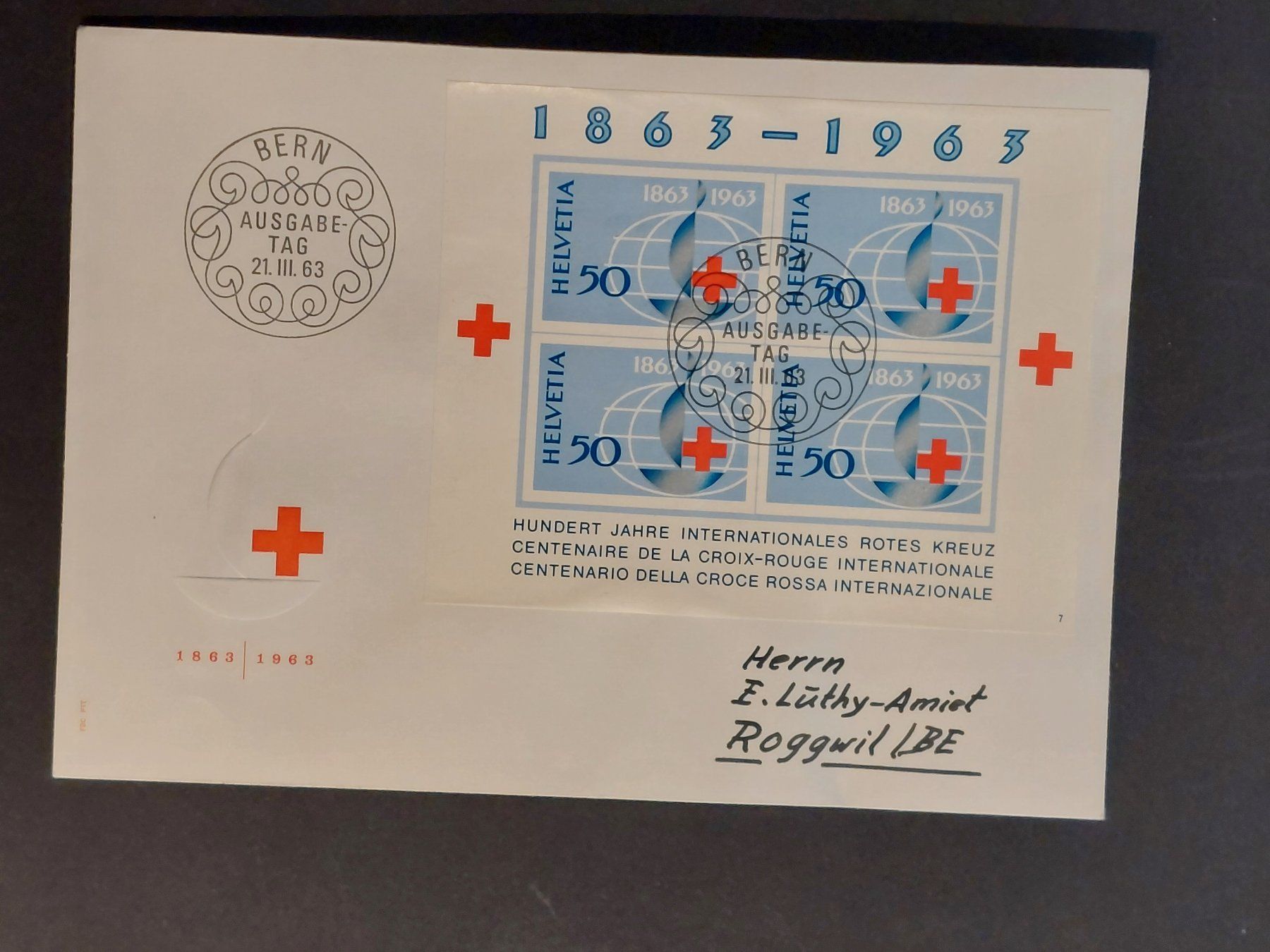 Tutti i francobolli: FDC 100 J Rotes Kreuz, Block & einzeln, 1963 – Usato da Obfelden venduto da Funke2