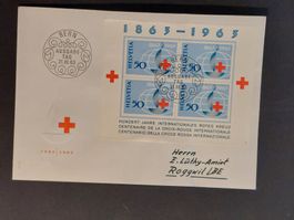 FDC 100 J Rotes Kreuz, Block & einzeln, 1963